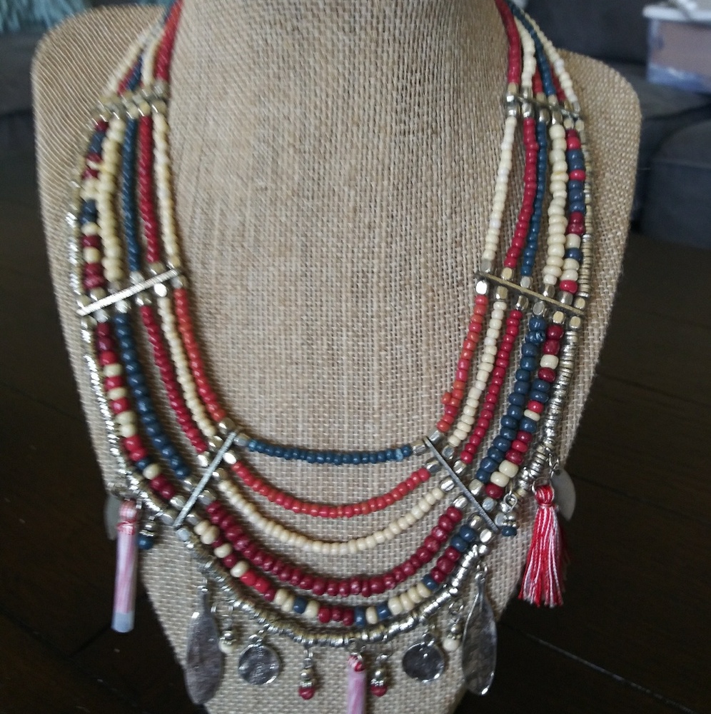 Tribal Necklace. Beautiful Beading and Silver